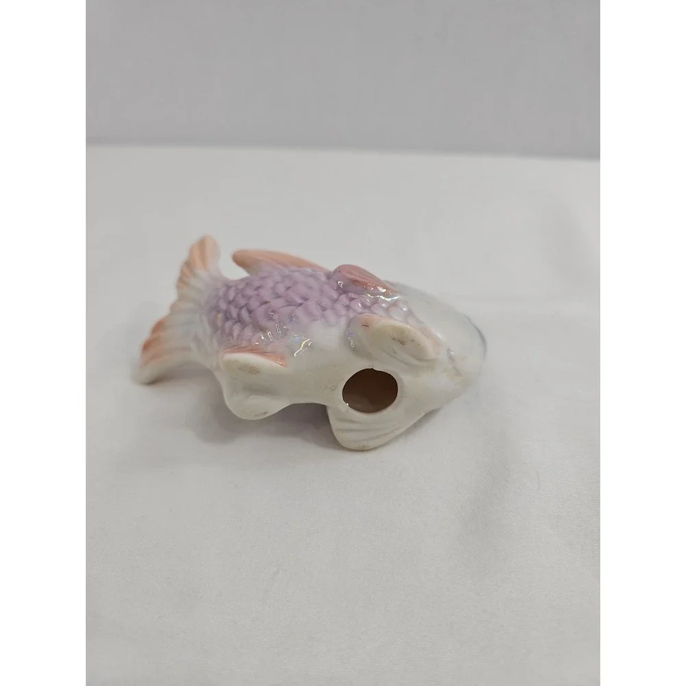 Vintage Iridescent Happy Fish Figurine Mid Century‎ Ceramic Lusterware Decor EUC